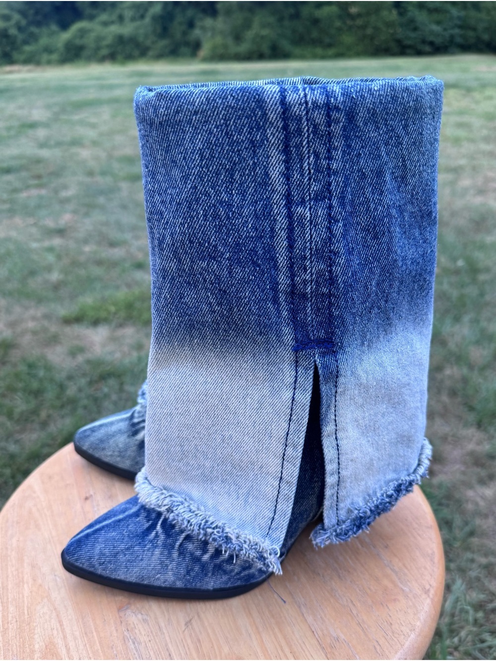 Ladies Wild Fable Blue Ombre Denim Heeled Boots